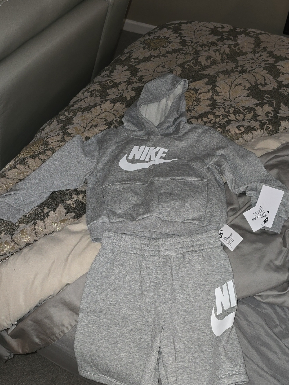 Nike Gray Kids Hoodie & Shorts Set - Gray